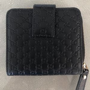 Gucci Black Gg Micro Guccissima Leather Zip